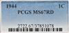 1944 Cent PCGS, MS-67 RD