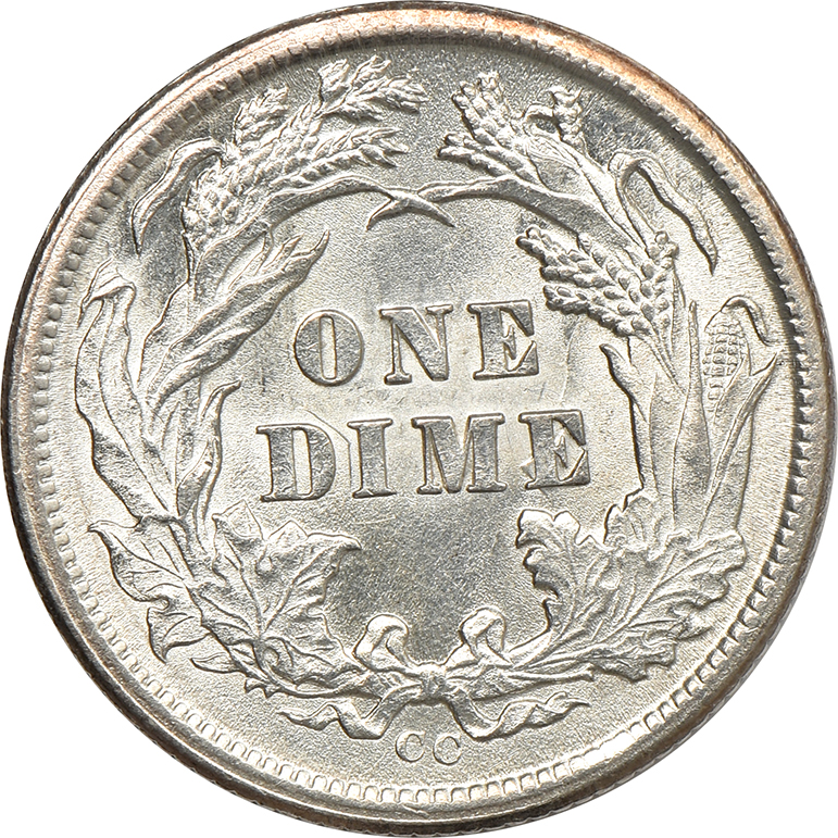 1877-CC Dime, MS-64