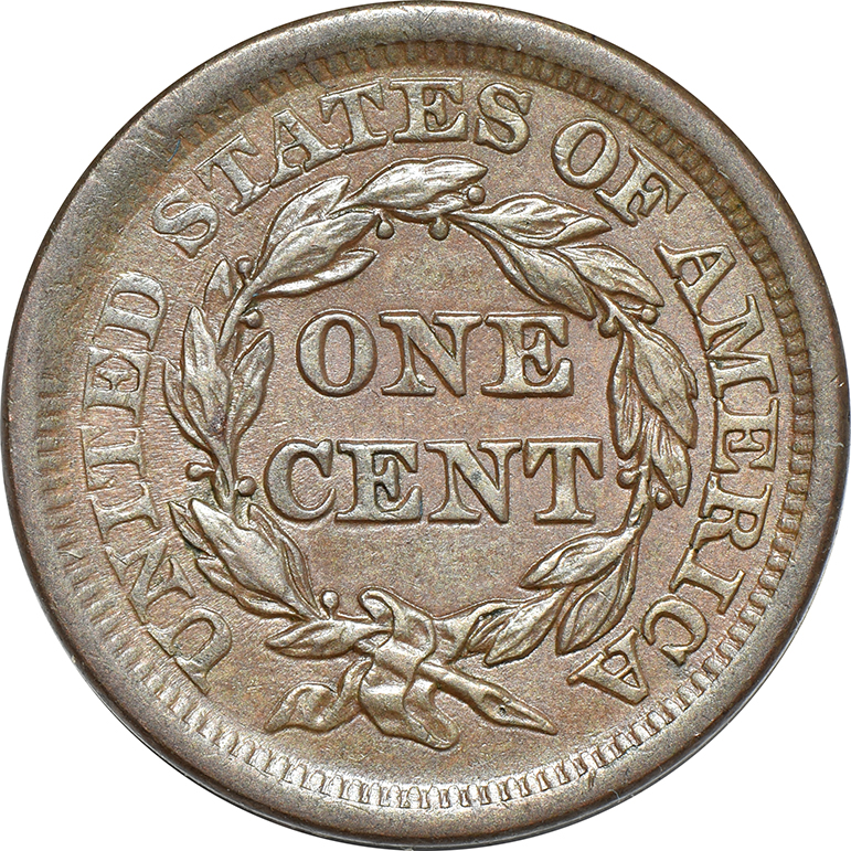 1856 Cent Slanted 5, MS-64 Light Scratch