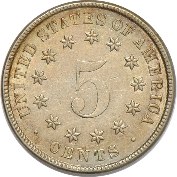 1883 Nickel Shield, MS-62 Light Clean