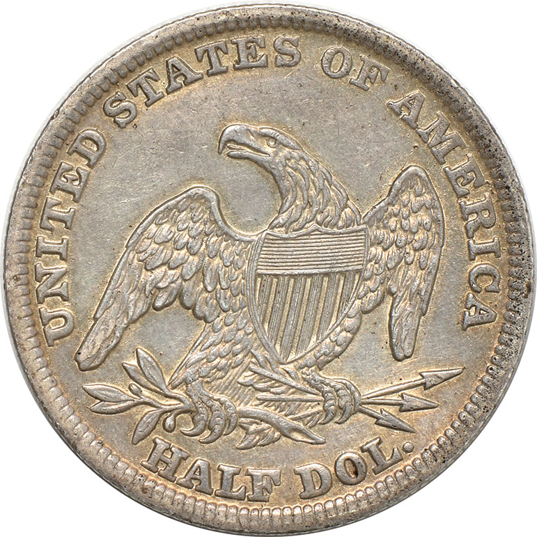 1839 Half Dollar Reeded Edge Large Letters, AU +/Light Clean