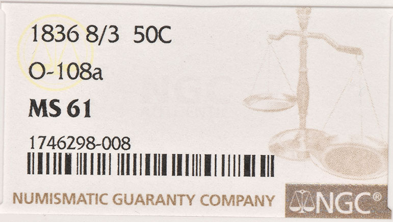 1836/1336 50C NGC, MS-61