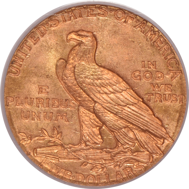 1909-D Gold $5 PCGS, MS-64