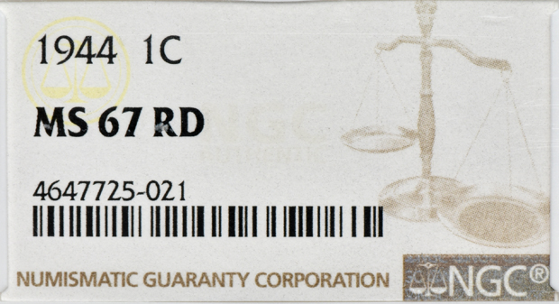 1944 Cent NGC, MS-67 RD