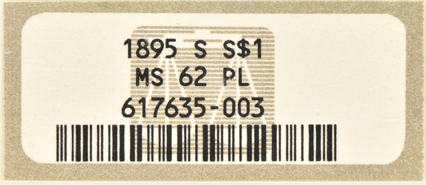 1895-S Silver Dollar NGC, MS-62 PL