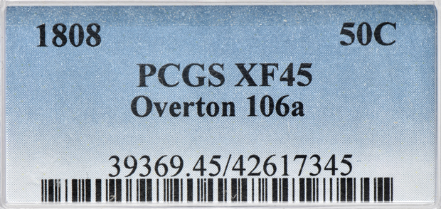 1808 Half Dollar PCGS, XF-45