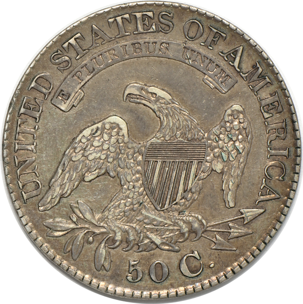 1828 Half Dollar Square Base 2, Large 8'S, AU-55 Light Clean