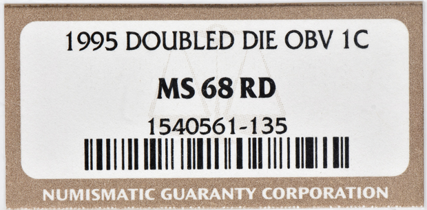 1995 Cent Doubled Die Obverse NGC, MS-68 RD