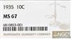 1935 Dime NGC, MS-67