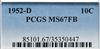 1952-D Dime PCGS, MS-67 FT