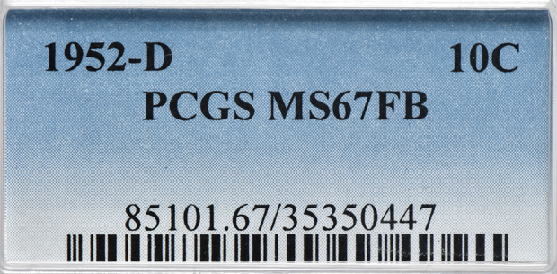 1952-D Dime PCGS, MS-67 FT