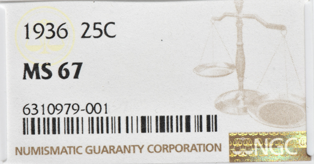 1936 Quarter NGC, MS-67