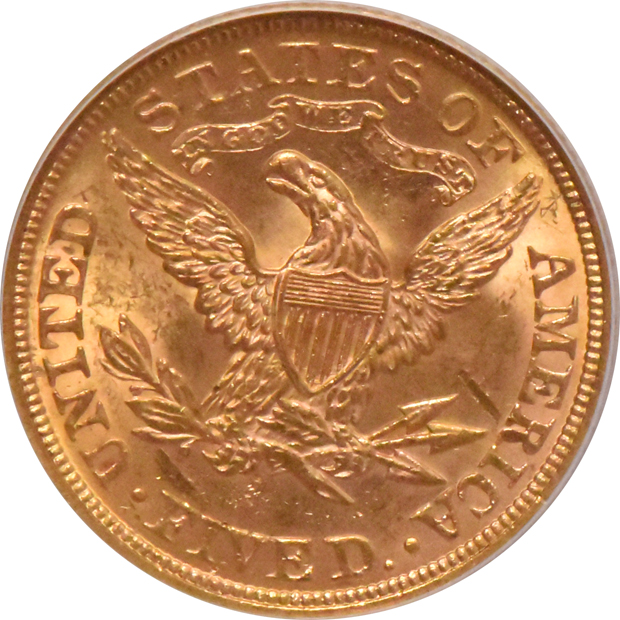 1893 Gold $5 ANACS, MS-62