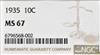 1935 Dime NGC, MS-67