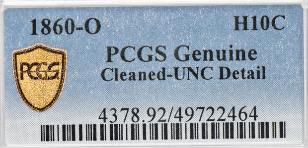 1860-O Half Dime PCGS, MS/Cleaned