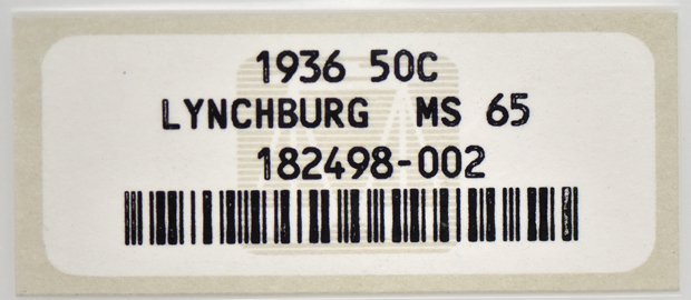 1936 Half Dollar Lynchburg NGC, MS-65