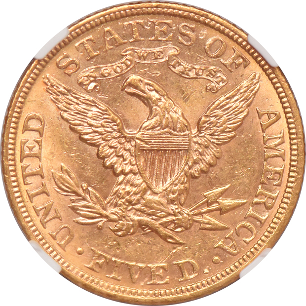 1908 Gold $5 NGC, MS-61