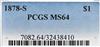 1878-S Silver Dollar PCGS, MS-64