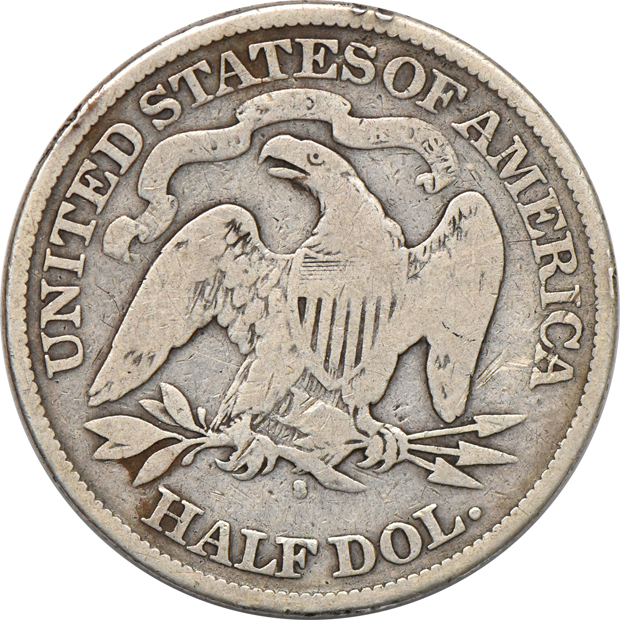 1876-S Half Dollar Small "S", VG-8