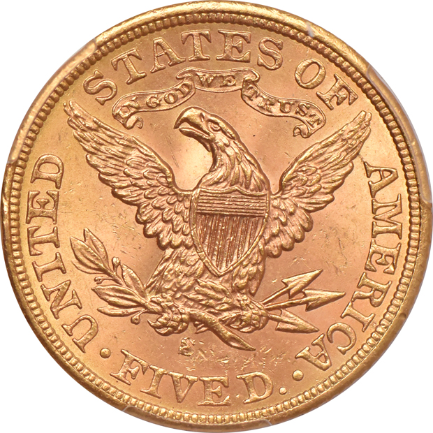 1901-S Gold $5 PCGS, MS-64