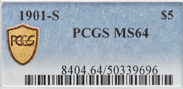 1901-S Gold $5 PCGS, MS-64