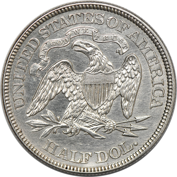 1866 Half Dollar Motto, MS Light Clean