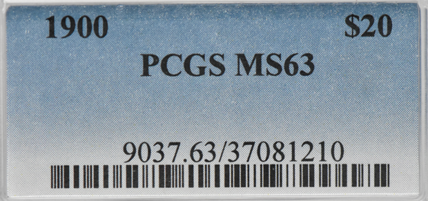 1900 Gold $20 PCGS, MS-63