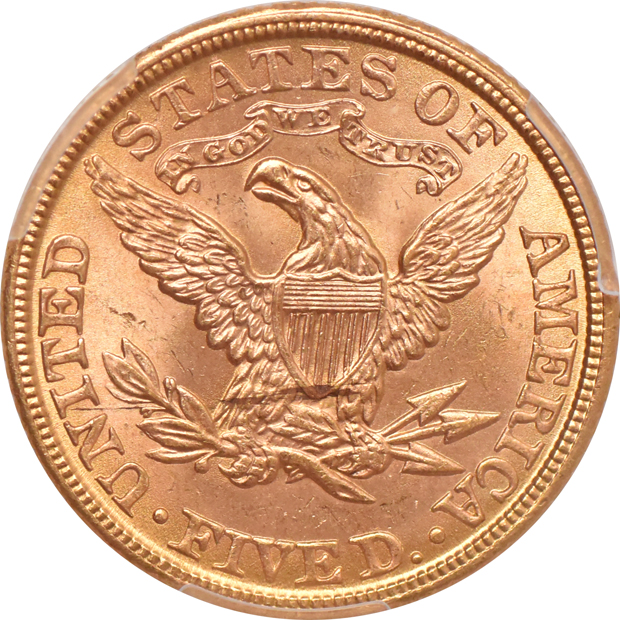1907 Gold $5 PCGS, MS-64