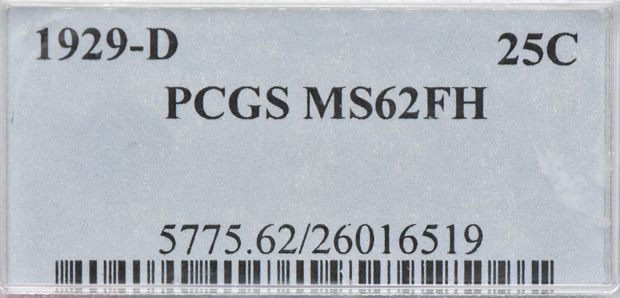 1929-D Quarter PCGS, MS-62 FH