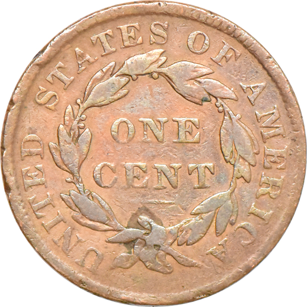 1834 Cent Large 8 Small Stars Med Let, F-12