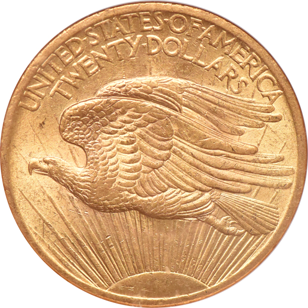 1908 Gold $20 NO MOTTO NGC, MS-61