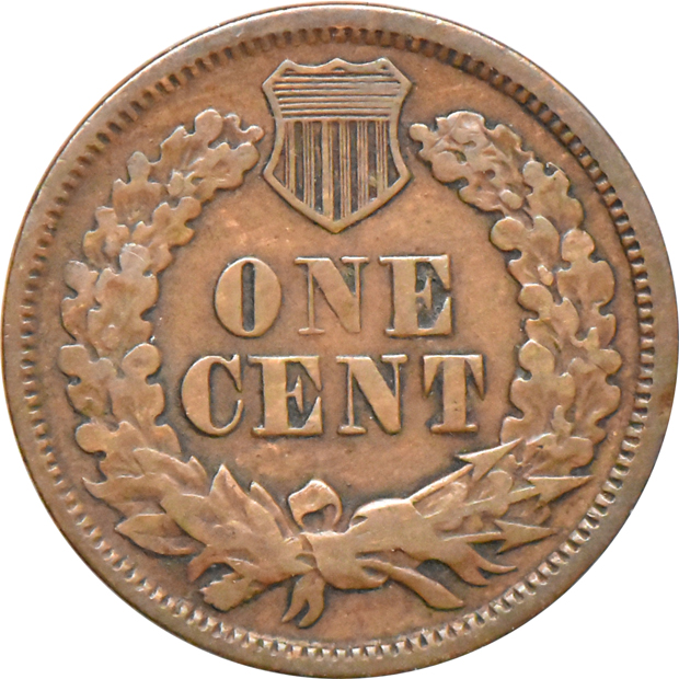 1864 Cent L On Ribbon, VF-30