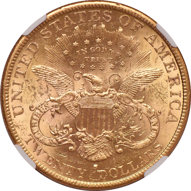 1896-S Gold $20 NGC, MS-61
