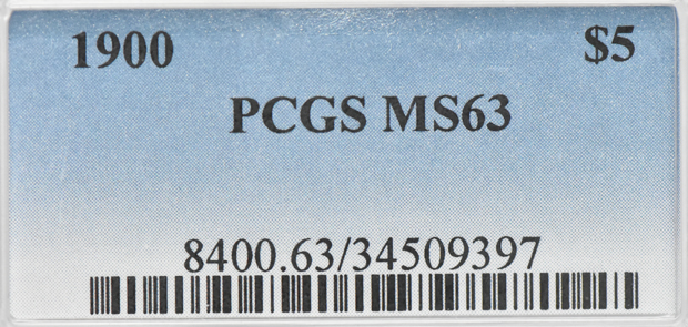 1900 Gold $5 PCGS, MS-63