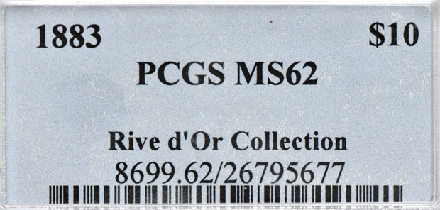 1883 Gold $10 PCGS, MS-62