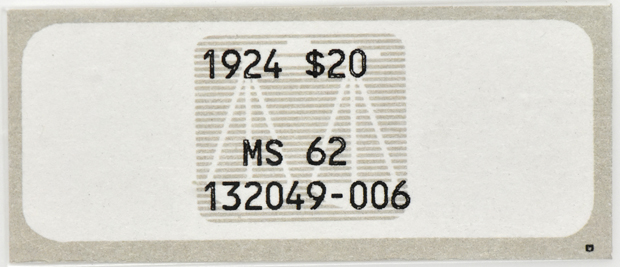 1924 Gold $20 NGC, MS-62
