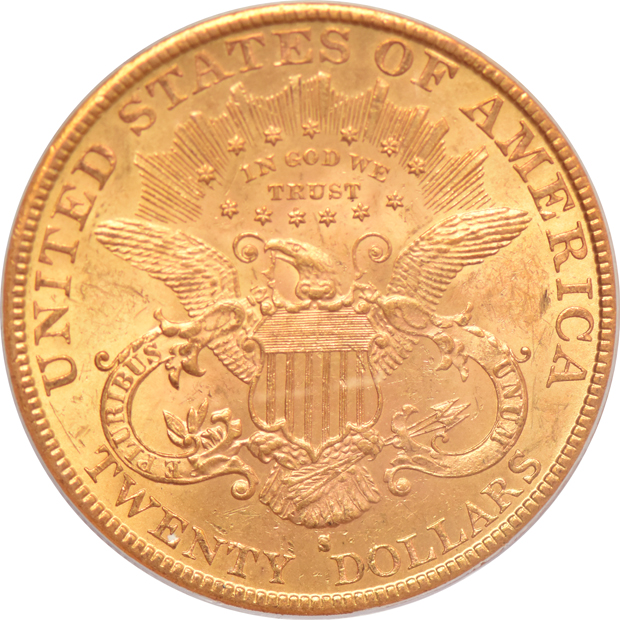 1893-S Gold $20 PCGS, MS-62