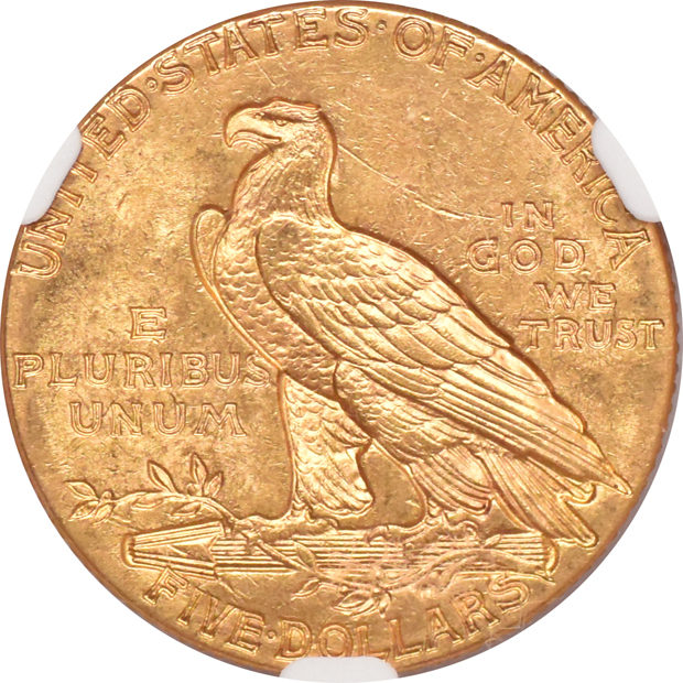 1912 Gold $5 NGC, MS-61