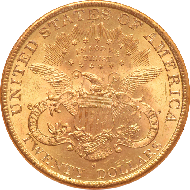 1899-S Gold $20 NGC, MS-62