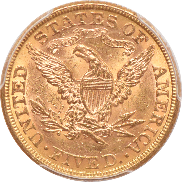 1881 Gold $5 PCGS, MS-62