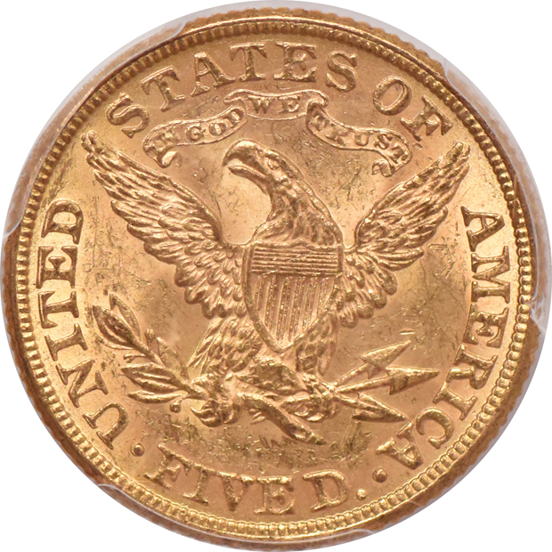 1881 Gold $5 PCGS, MS-62