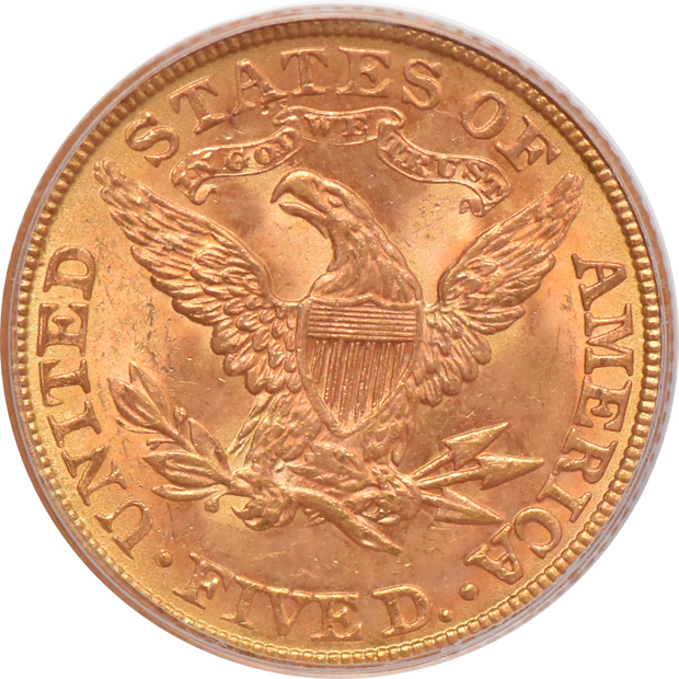 1881 Gold $5 PCGS, MS-62