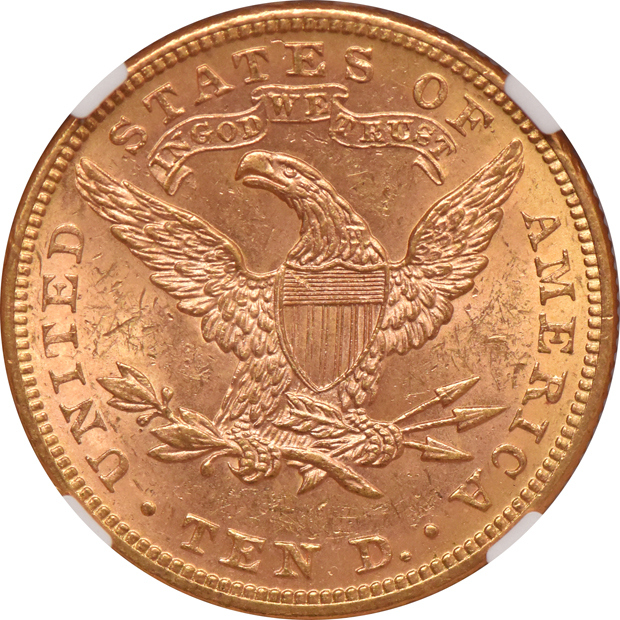 1882 Gold $10 NGC, MS-62