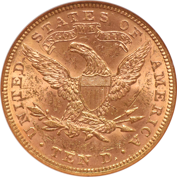 1893 Gold $10 NGC, MS-62