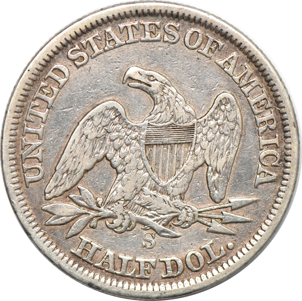 1856-S Half Dollar, XF Light Clean