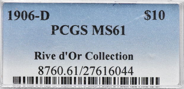 1906-D Gold $10 PCGS, MS-61