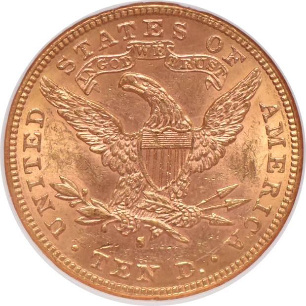 1889-S Gold $10 NGC, MS-62