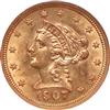 1907 Gold $2.50 NGC, MS-61