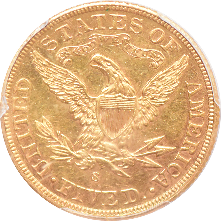 1901-S Gold $5 PCGS, MS-61