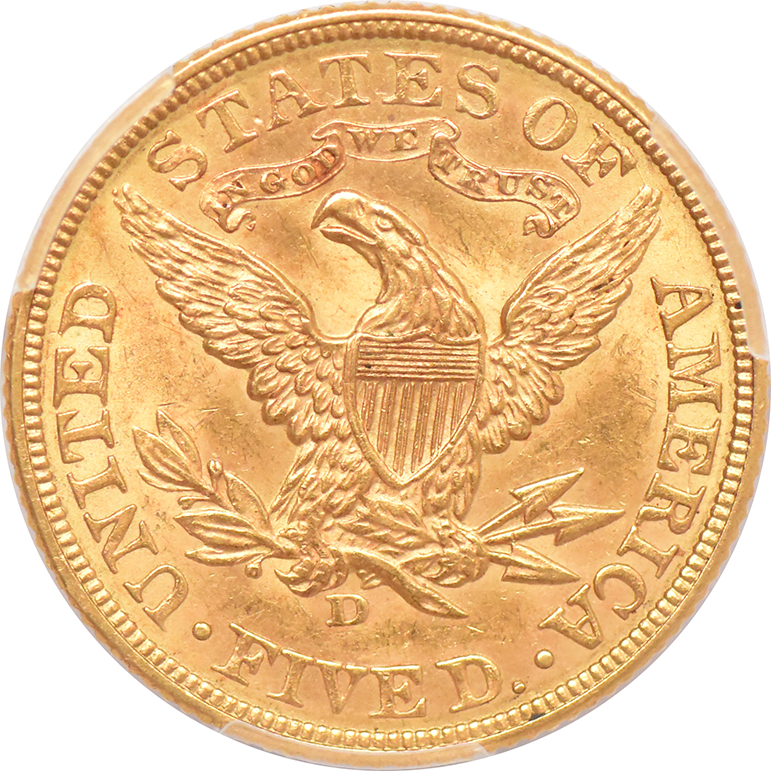 1906-D Gold $5 PCGS, MS-62